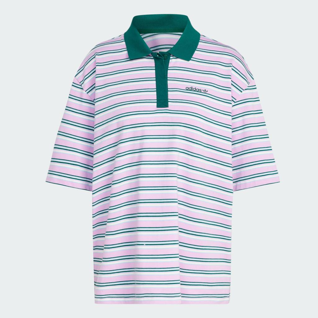 Adidas Striped Comfortable Casual Short Sleeve Polo Shirt Women Polo Shirts Light-Purple JC6165