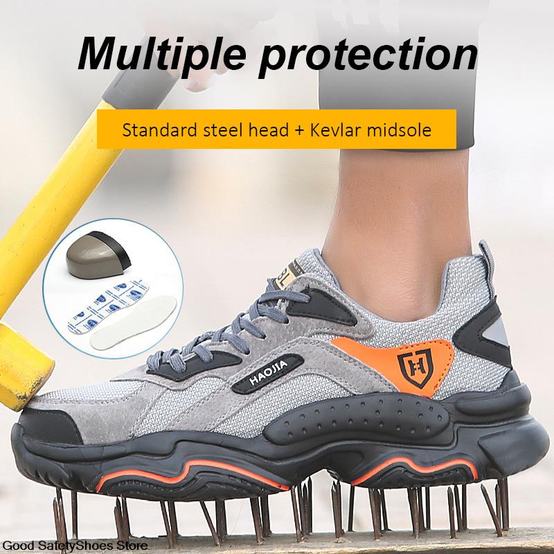 Veiligheidsschoenen Werkschoenen Heren Dames Lichtgewicht Stalen Neus Beschermende Schoenen Sneakers Ademend Trainers Zwart EU 42