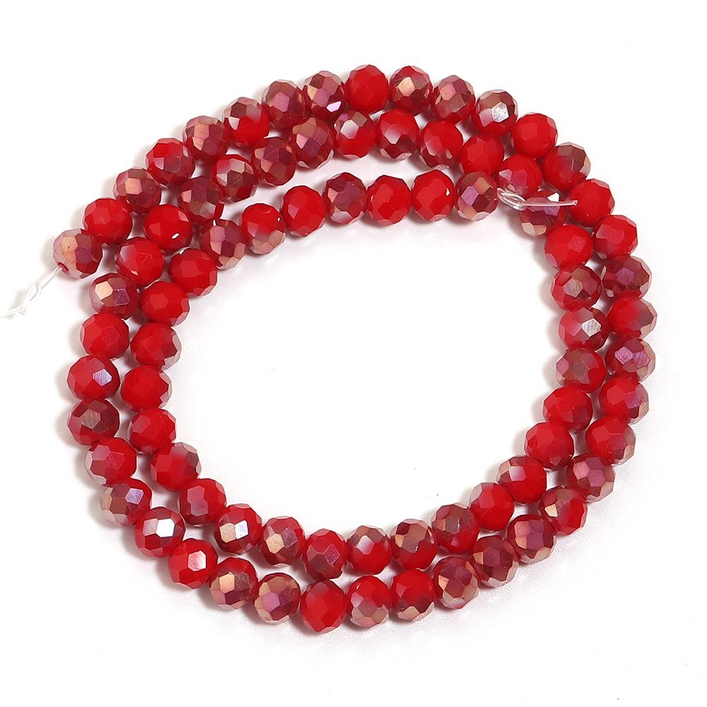 1 Strand 4/6/8mm Rondelle Faceted Crystal Beads Red AB Glass Loose Beads For Jewelry Making DIY Necklace Bracelets Accessories