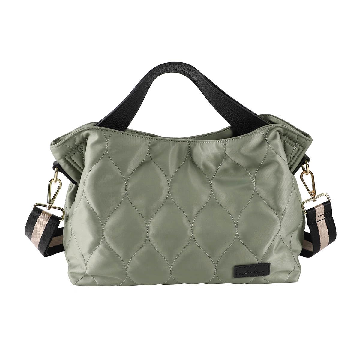 

Женская сумка-тоут Lizdays из нейлона, на плечо, формата B5, двухсторонняя, легкая, водоотталкивающая, сумка, (Дымчато-зеленый/Черный)