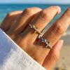 Exquisite Zircon Cross Ring for Women,Open Adjustable Heart Rings,Dainty Fashion Jewelry Gift