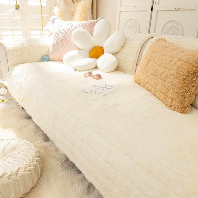 Winter-Ledersofakissen, verdickter Plüsch, rutschfester Bezug, für alle Jahreszeiten, universeller Winter, leichtes Luxus- und Schlichtheitskissen