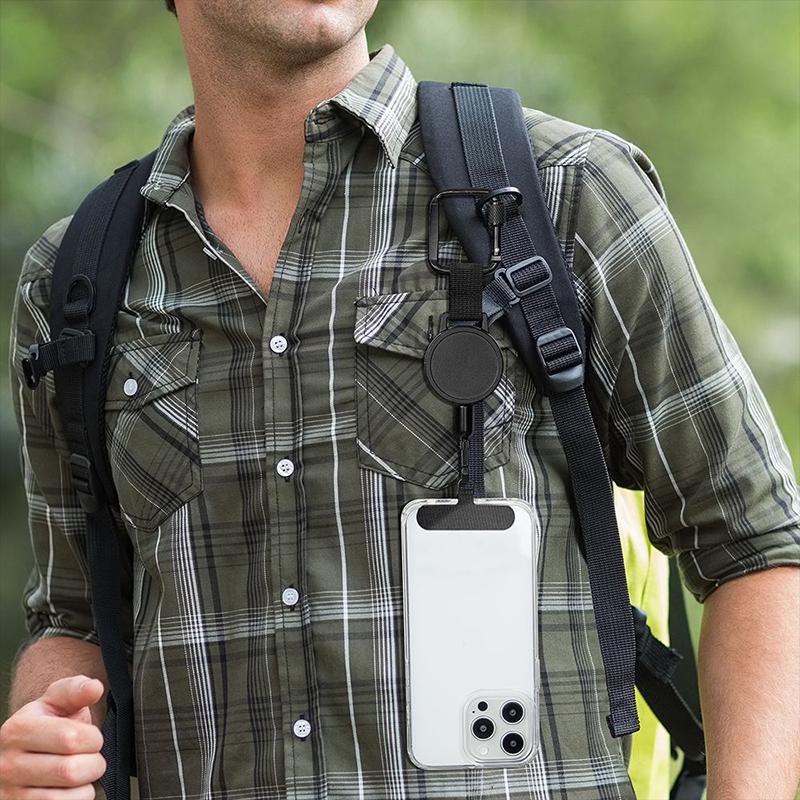 Anti-Theft Retractable Phone Lanyard Safety Connect Piece Tether Phone Tab Strap With Carabiner Anti-Drop Harness For Outdoor