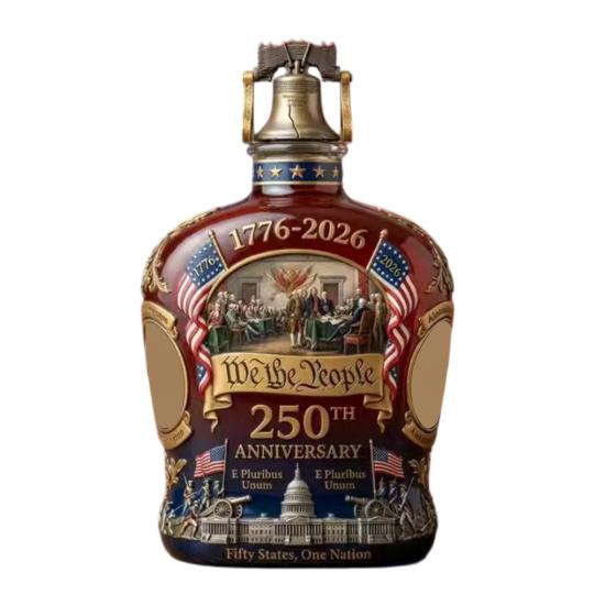 250th Anniversary Commemorative Whiskey Bottle People 1776-2026 We The Glass Decanter Independence Day Patriotic Gift E