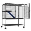 36" Metal Small Animal Cage 2-Tier Rolling Ferret Cage with Tray A Ramp