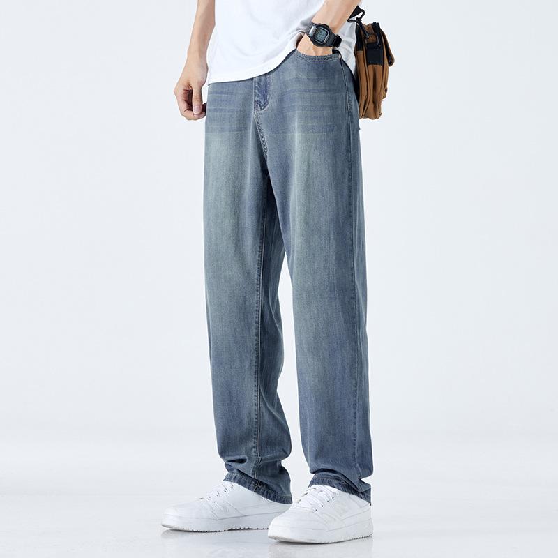 JYL Men's jeans retro wide pants wide straight daily fine washing USA