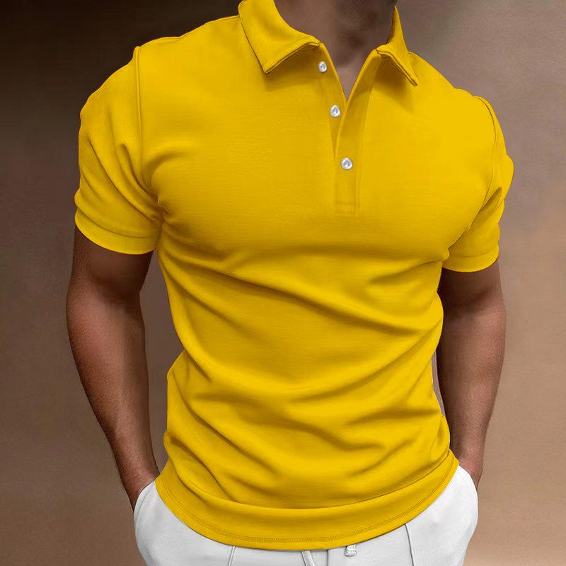 Summer Men's Polo Shirt Solid Color Short-sleeved Lapel T-shirt Casual Fit Top European and American Men's Clothing