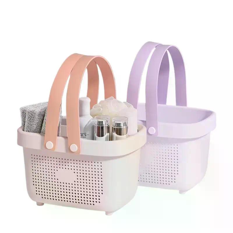 Plastic Storage Basket With Handle Portable Shower Caddy Tote Organizer Basket Bin For Bathroom Kitchen Dorm Room Bedroom, Green