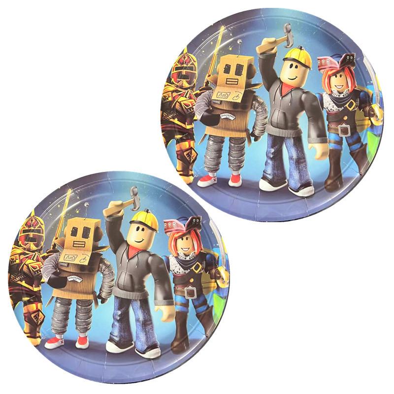 Roblox Sandbox Game Theme Birthday Party Decoration Set Latex Balloons Banner Cake Toppers Party Tableware For Kids Celebration