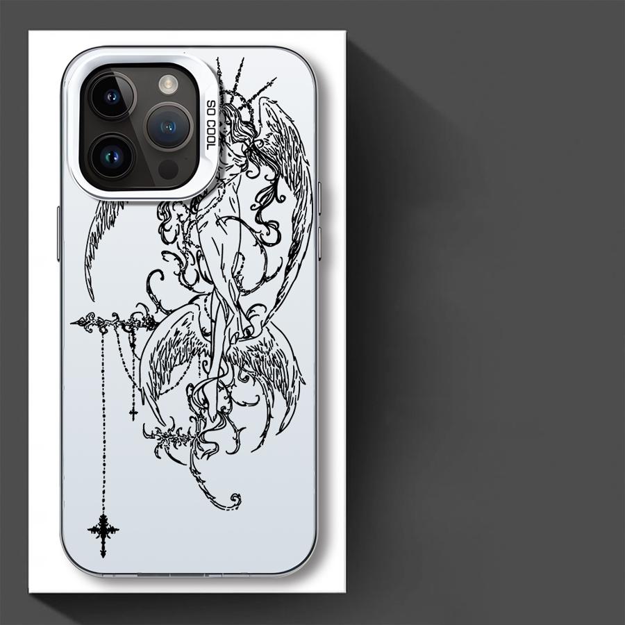 Phone Cover Case for iPhone 17 Pro Max 14 Plus 12 Pro 16 15 13 11 Air Gothic Style Angel Cross
