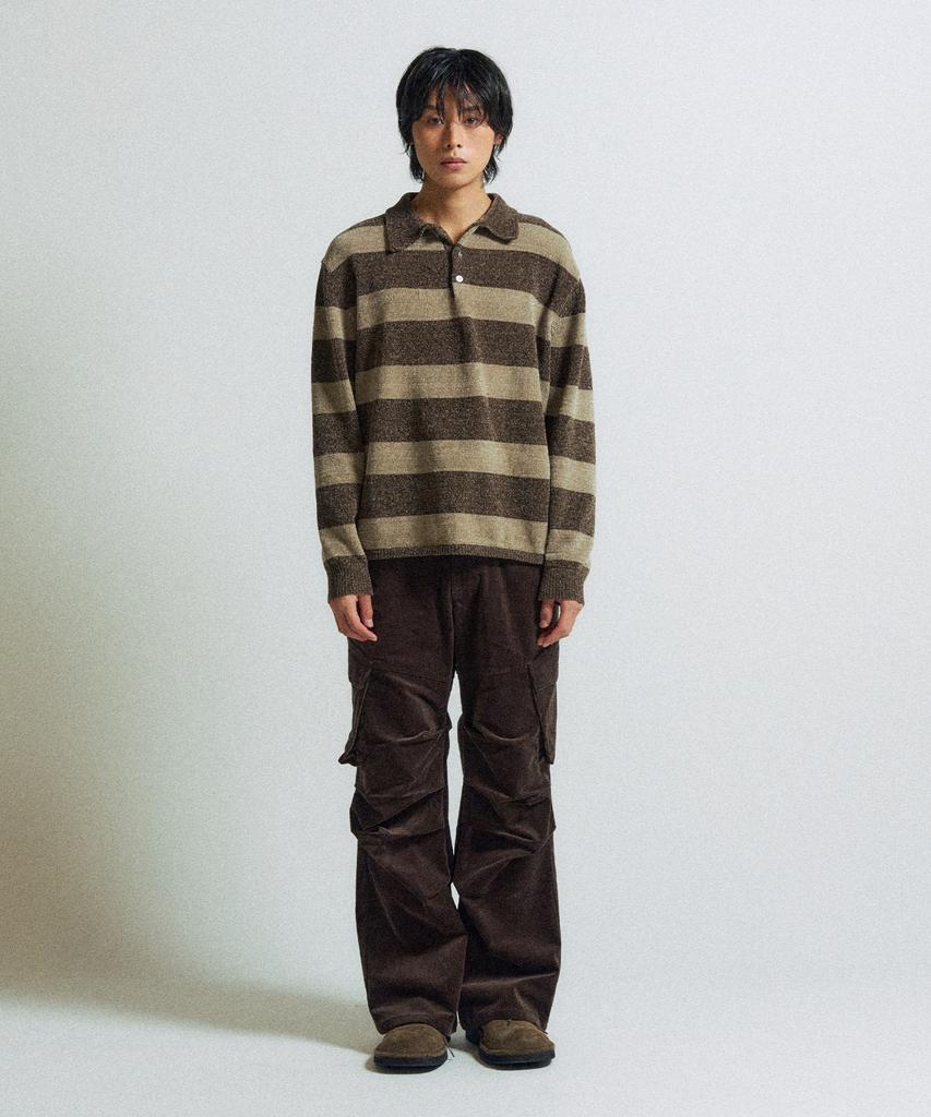 SLOWACID Velour Stripe Pk Knit [Brown/Beige]