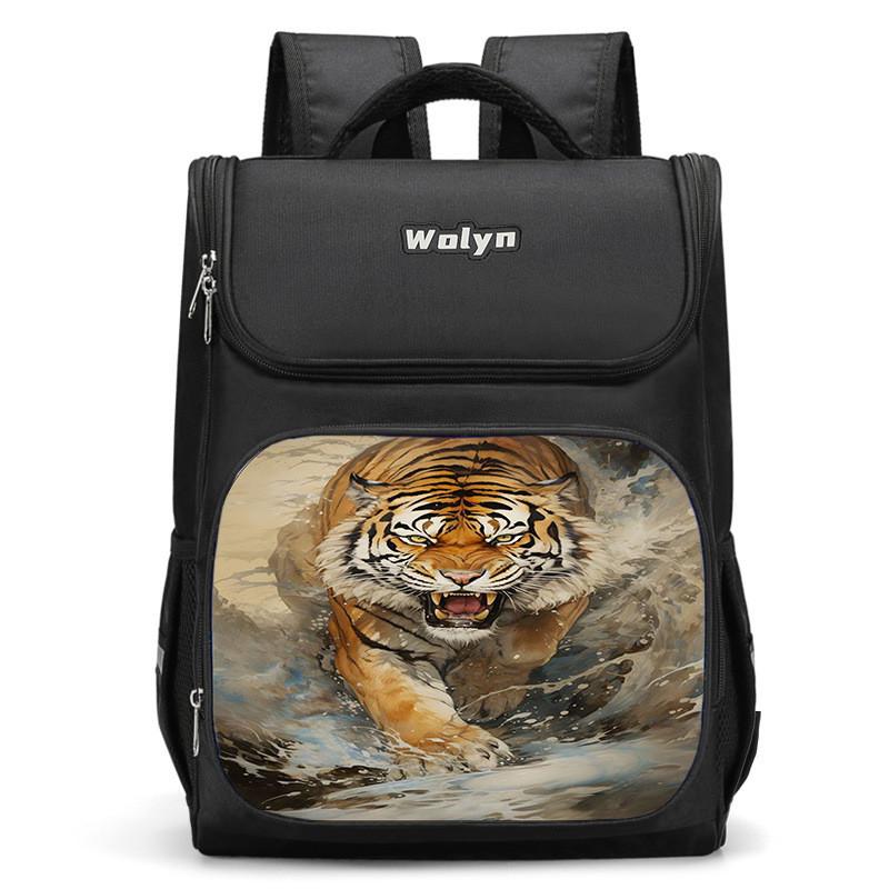 Stylish And Durable Tiger Backpack For Elementary School Kids Unisex High Capacity