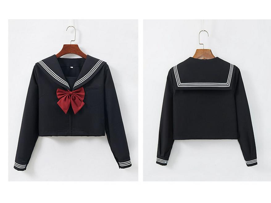 Black Three-Piece JK Uniform Skirt Set: Long-Sleeved Japanese Style Sweet Academy Outfit