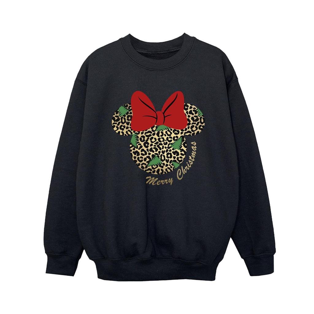 Disney Jungen-Weihnachts-Sweatshirt mit Minnie-Maus-Leopardenmuster