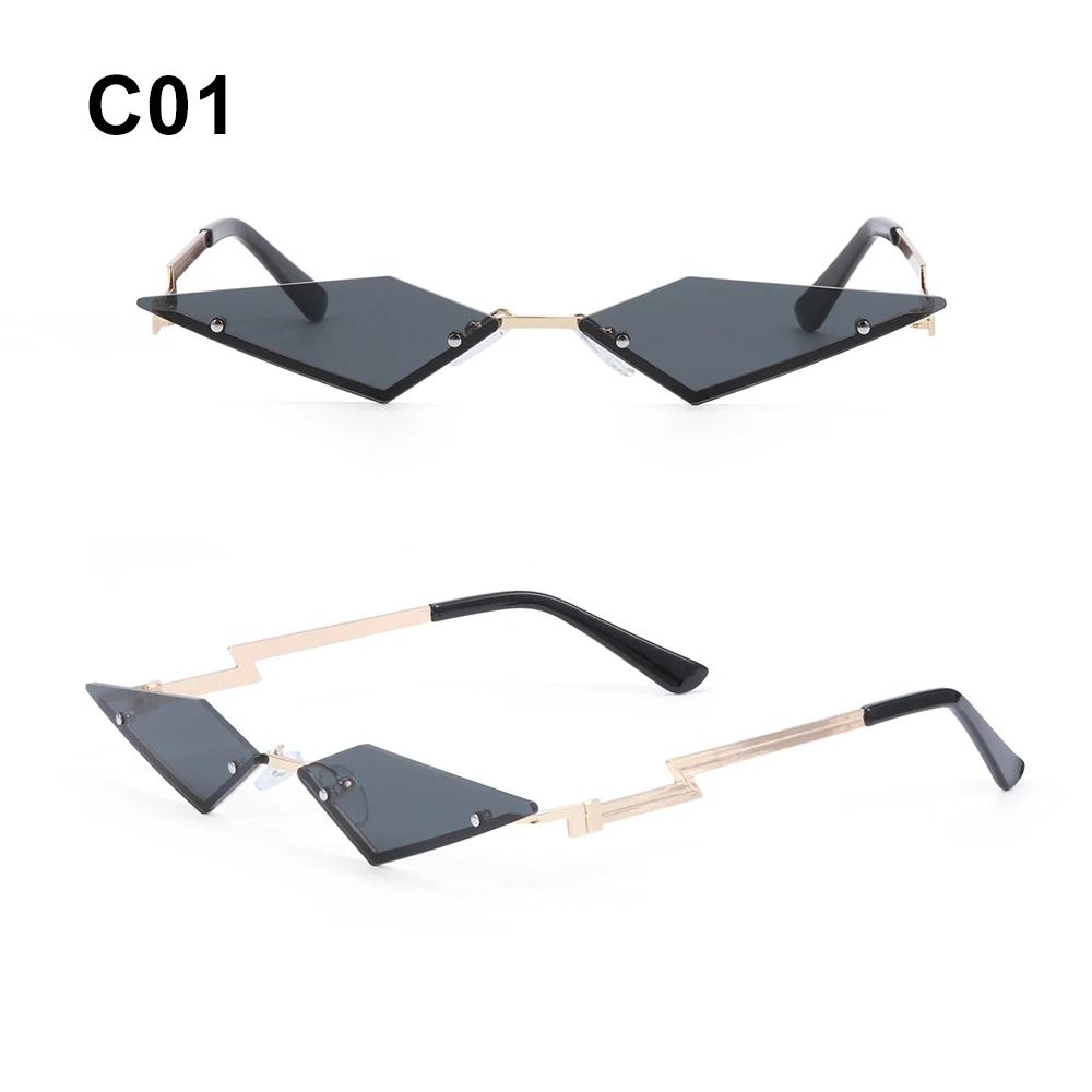 1PC Fashion Rimless Sunglasses Women Men Diamond Shape True Film Sun Glasses UV400 Trending Vintage Streetwear Narrow Eyewear