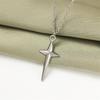 Stainless Steel Layered Necklace with Simple Four-pointed Star and Cross Pendant