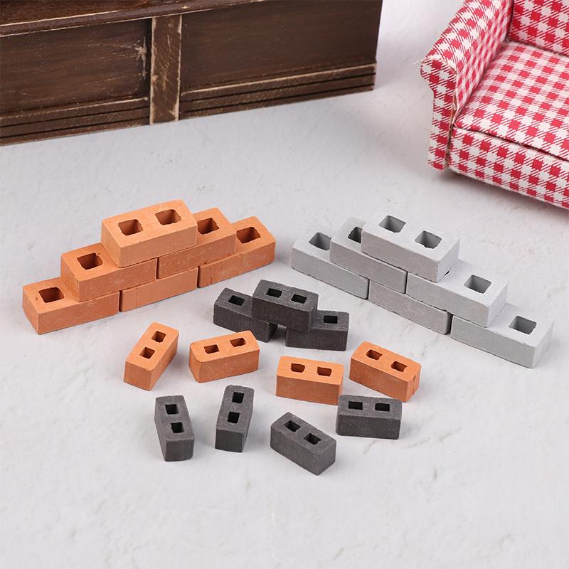 20/50Pcs Miniature Cinder Blocks Model 1/12 Dollhouse Micro Landscape Mini Concrete Bricks Toy Micro Scene Construction Props