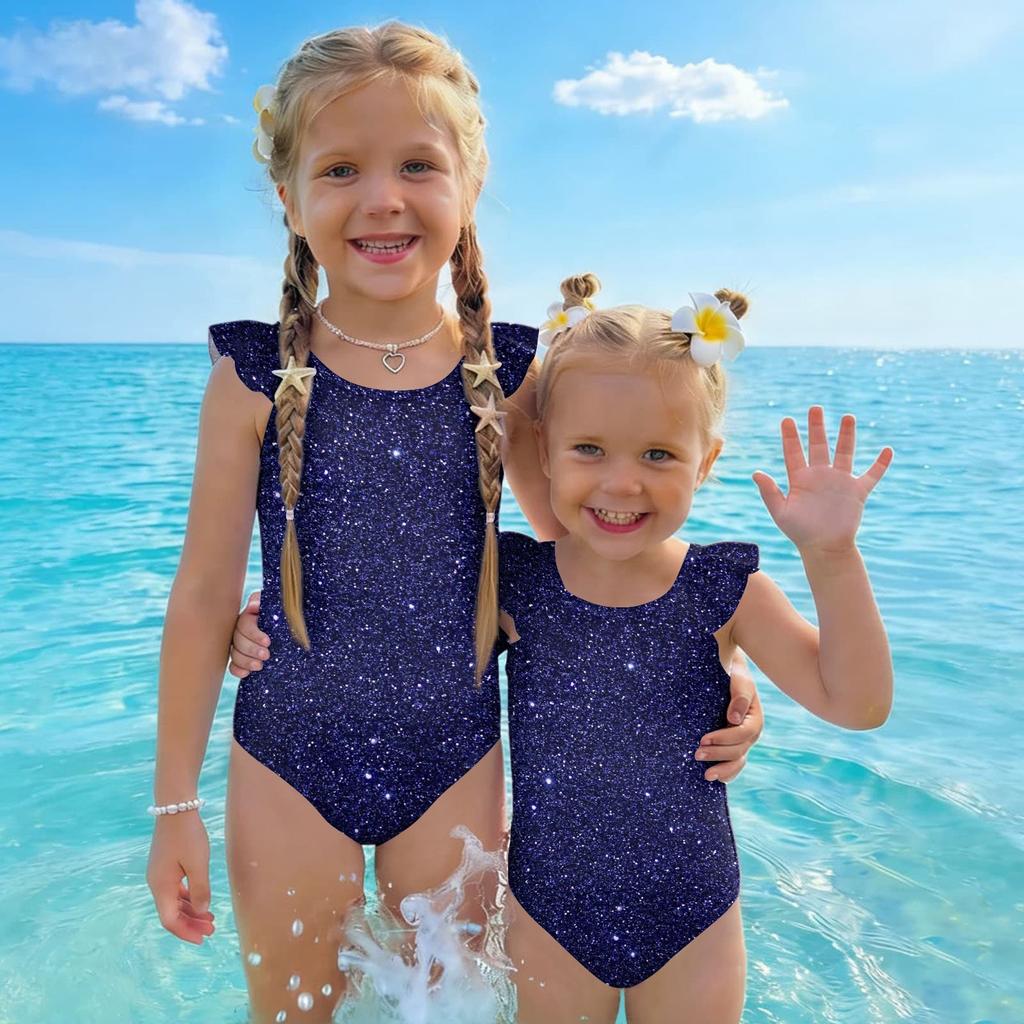 Bañador de una pieza para niña Estampado de lentejuelas Ropa de baño para niños Ajuste cómodo Diseño sin mangas Estilo casual Adecuado para Verano Playa Piscina