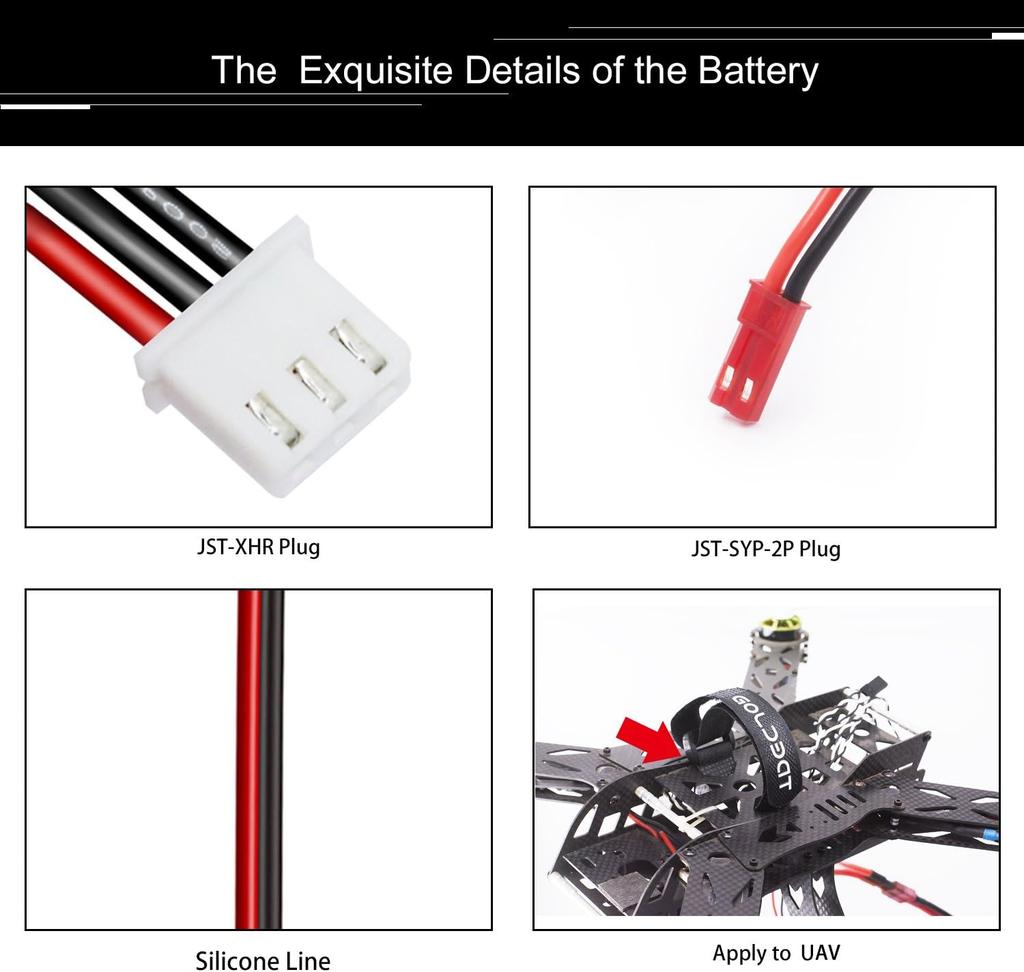 LiPo baterie 2S 7,4V 450mAh 50C s JST konektorem – Vysoký výkon pro RC modely – Měkké pouzdro, silikonový kabel