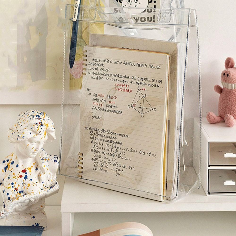 New PVC Transparent Storage Bag Multifunction Large-capacity Student Stationery Organizer Tutorial Bag Student