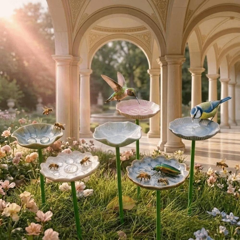 Ceramic Bee Bird Feeder Garden Decoration Insect Water Dispenser Hummingbird Feeder Water Station