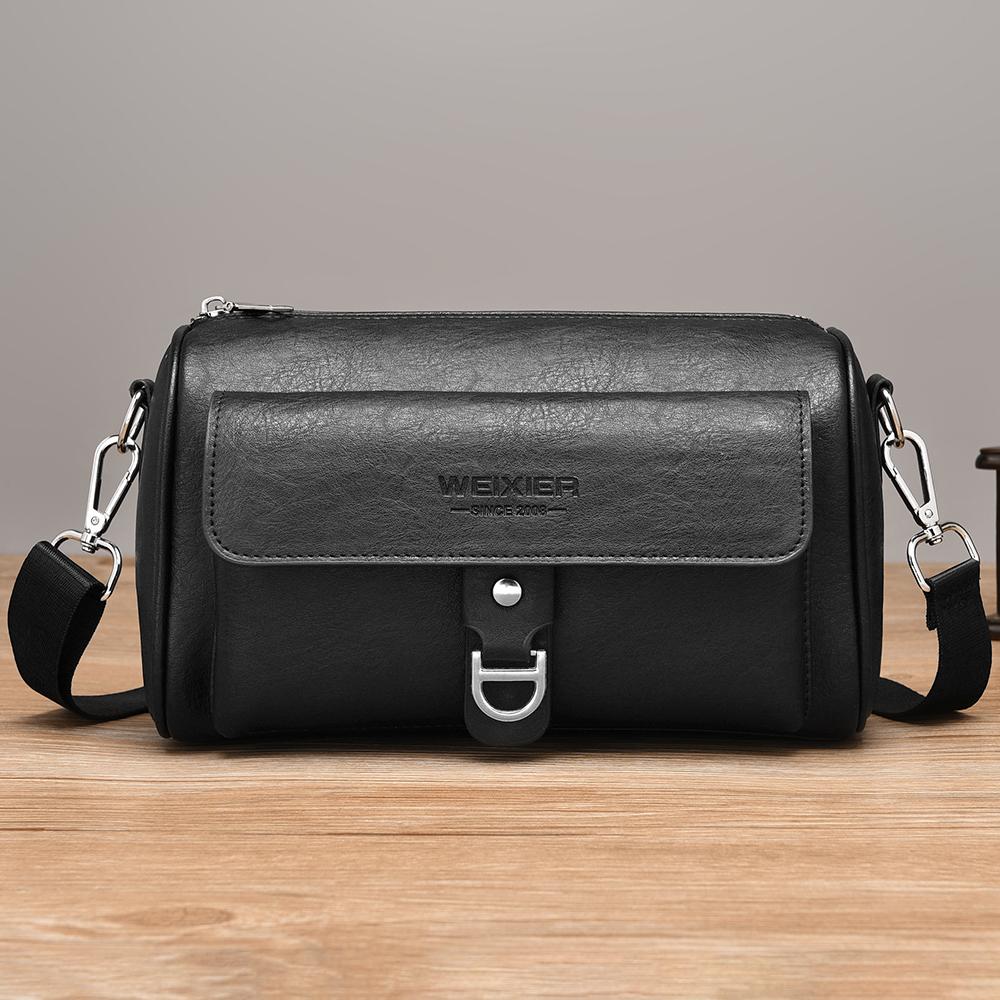 WEIXIER Men's Leather Crossbody Shoulder Bag Classic Waterproof Briefcase Messenger Satchel Travel Bag