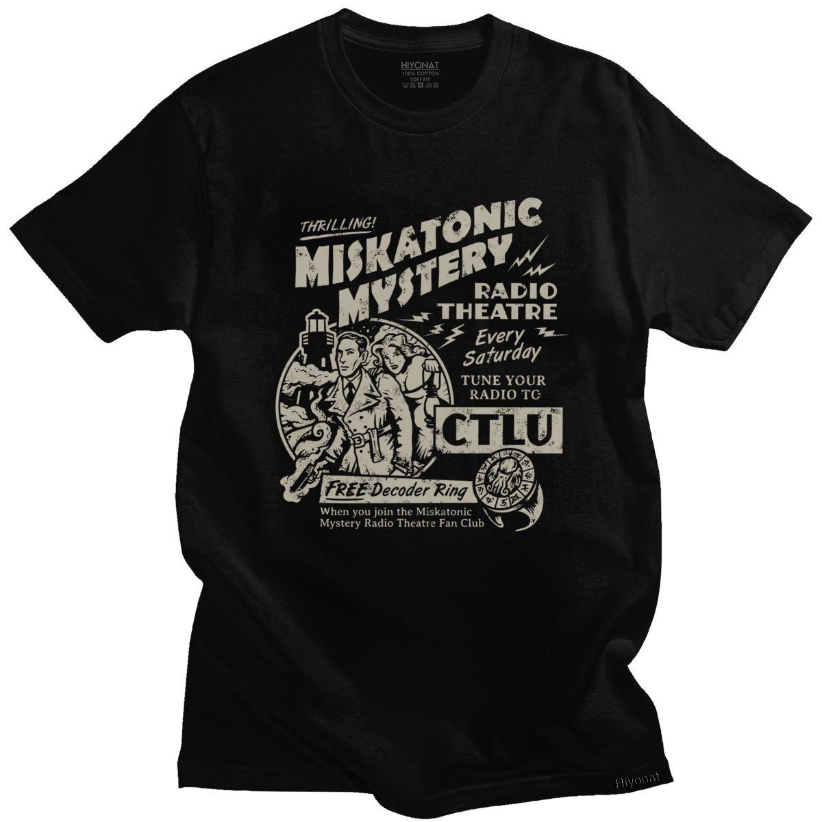 

Miskatonic Mystery Radio Theater T Shirt for Men Cotton Thrilling Lovecraft Call Of Cthulhu Tee Top Short Sleeve Tshirt Clothing XS чорний