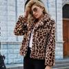 3 Autumn and winter plush suit collar imitation fur leopard print jacket women's wool long-sleeved fluffy jacket