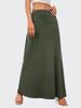 European & American Commuter A-Line Midi Skirt - Solid Color, Knit, Polyester-Cotton, Micro-Elastic, Spring/Autumn Wear