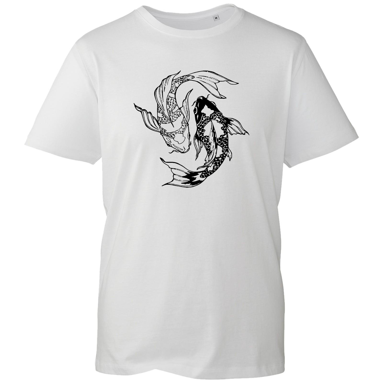 Koi Fish Ying Yang T-shirt Drawing Japanese Inspired Gift Top Men s Unisex Tee M
