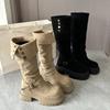 Autumn Winter Thick Heel Women Knee-High Boots Fashion Belt Buckle Shoes Ladies Mordern Long Botas De Mujer
