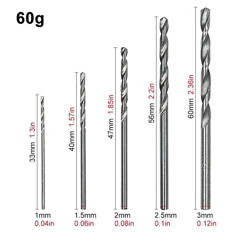 Xiaomi High Speed Steel 50pc Natural Color Small Twist Drill 1-3mm White Straight Shank Drill Bit Electric Drill DIY Woodwork Tool Set