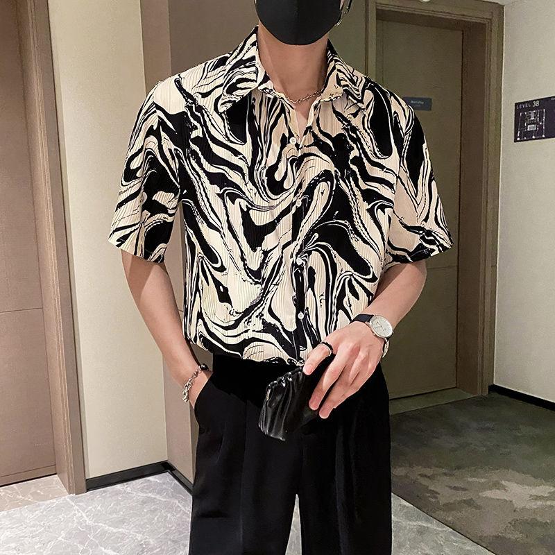 Fashionable Brand Casual Design Short-sleeved Floral Shirt Men's Summer New Fashionable Inch Shirt Men's Shirt