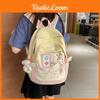 Cute Puppy Letter Embroidery And Strap Design Student Backpack With Pendant