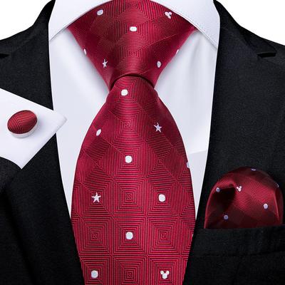 Corbata de lunares para hombre, accesorios de boda, corbata, pañuelo, gemelos, conjunto de corbata de seda para fiesta, negocios, moda