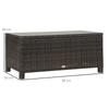 PE Rattan Garden Coffee Table with Glass Table Top - Brown