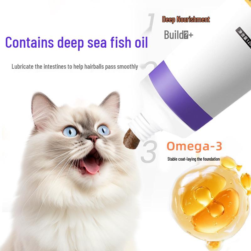 Hairball & Nutrient Paste for Cats and Dogs with Fish Oil & Cat Grass Tablets for Coat Health
