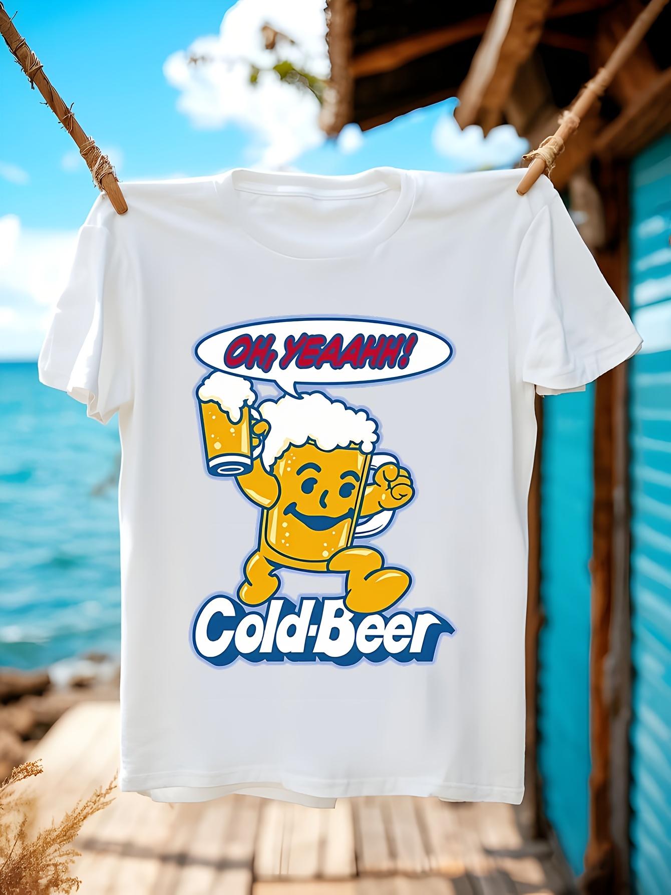 Oh Yeaahh Cold Beer Funny Tshirt Funny Printed for Man Ts... S