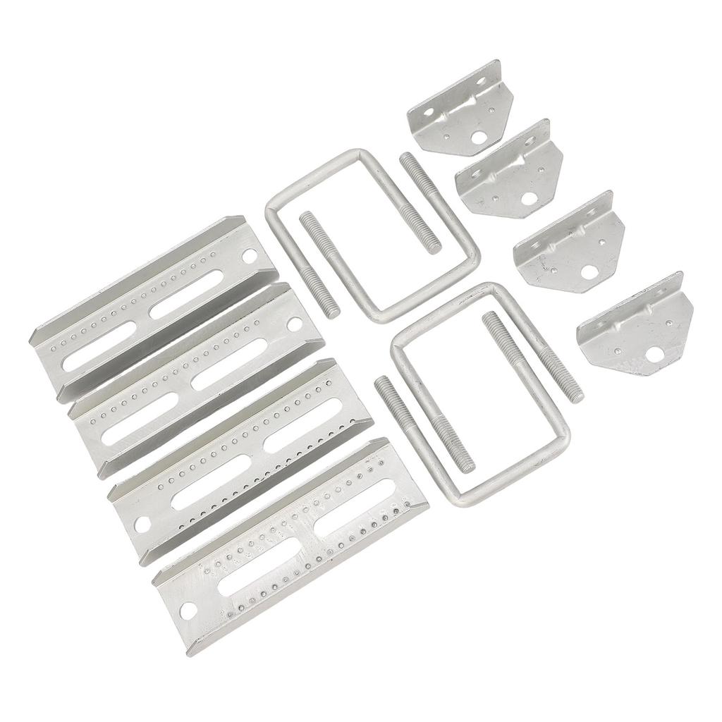 4Pcs Boat Trailer Bunk Brackets Kit 8in Galvanized Iron 2 Layer Crossmember Hardware Adjustable Height