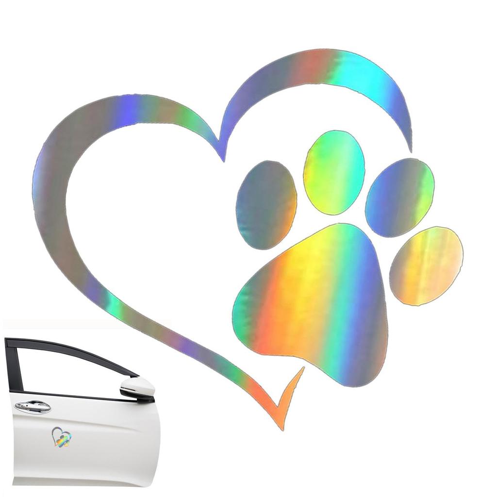 Dog Paw Waterproof Car Sticker Cute Dog Cat Paw Paw Sticker Heart Car Window