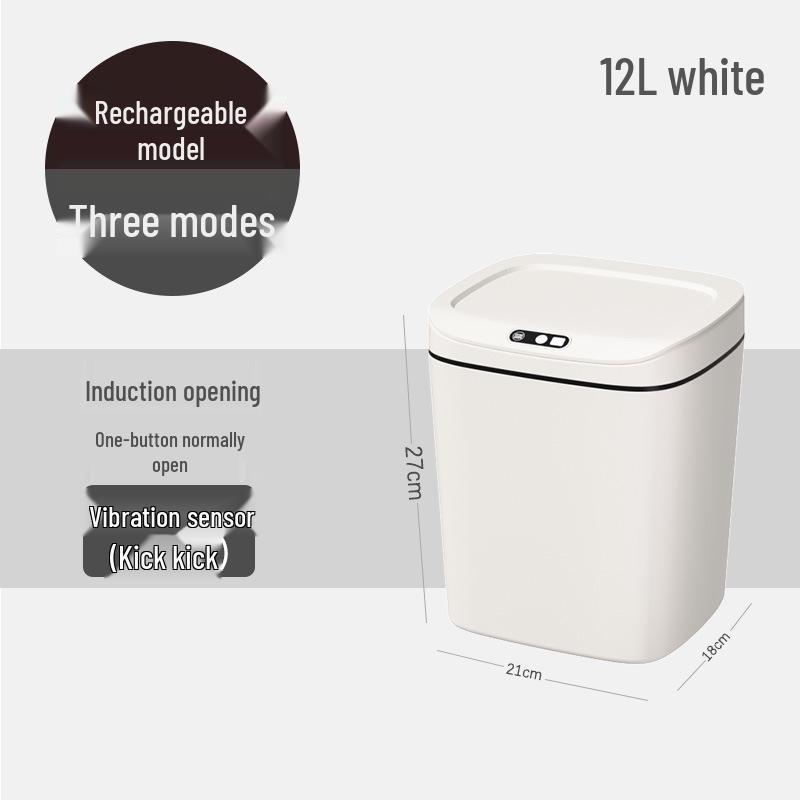 2026 Stylish Induction Trash Can: 16L Large Smart Bin with Odor-Sealed Lock for Home Use