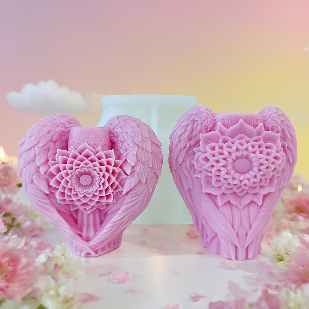 Flowers Wing Handmade Candle Mold DIY Aroma Plaster Resin Ornament Silicone Molds Soy Wax Candle Making Supplies