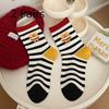 2 Pairs of Autumn and Winter Non-stretch Cotton Socks, Children's Combed Cotton Potato Chip Hamburger Dog Mid-calf Student Socks