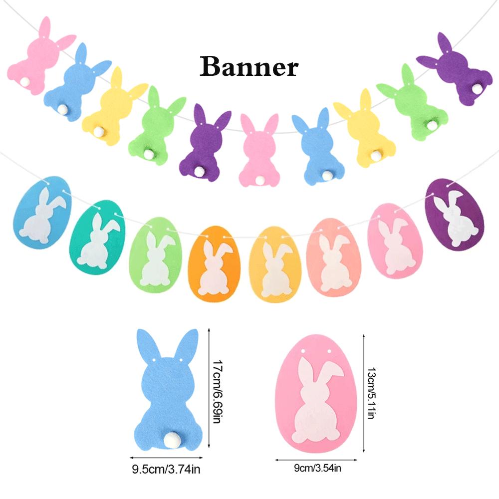 Easter Banner Rustic Burlap Rabbit Carrot Garland Felt Bunny Colorful Egg Bunting Easter Party Decorations Spring Home Ornament