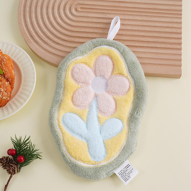 Cute Flower Handkerchief Hanging Toilet Kitchen Thick Cloth Super Absorbent Thick Handkerchief