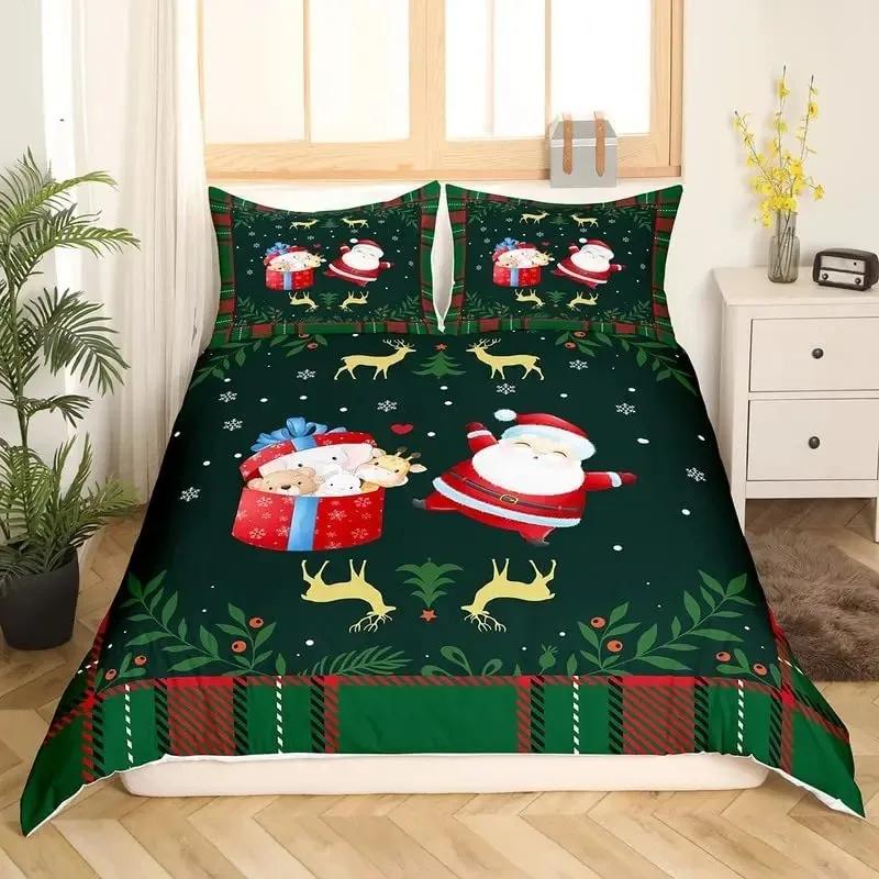 

Christmas Duvet Cover Set King Queen Full Twin Size for Kids Teens Adults Bedding Set Polyester Comforter Cover with Pillowcase 70x133cm
