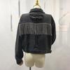 FiveFive Giacca di Jeans da Donna a Maniche Lunghe con Nappe di Strass sul Retro, Larga, Strappata, con Fori