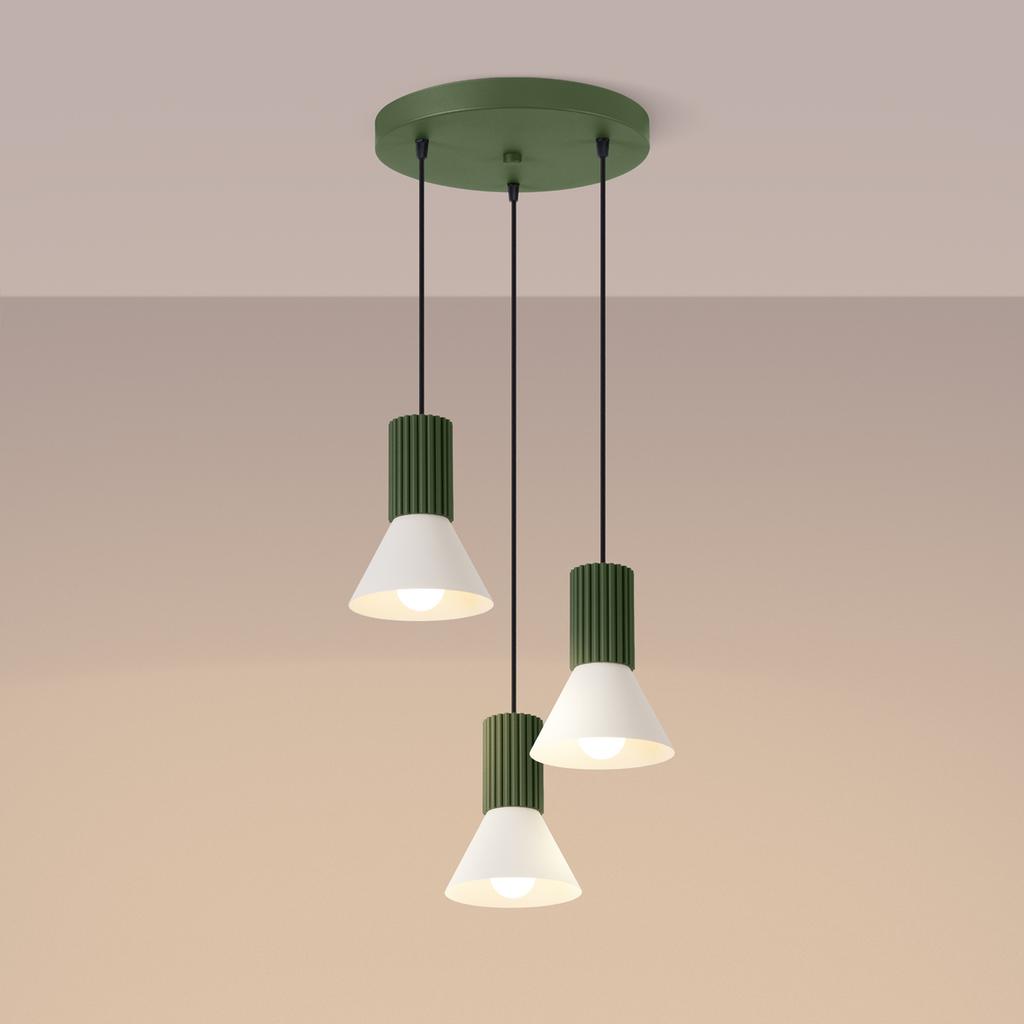 Estria 3P pendant lamp beige/olive green