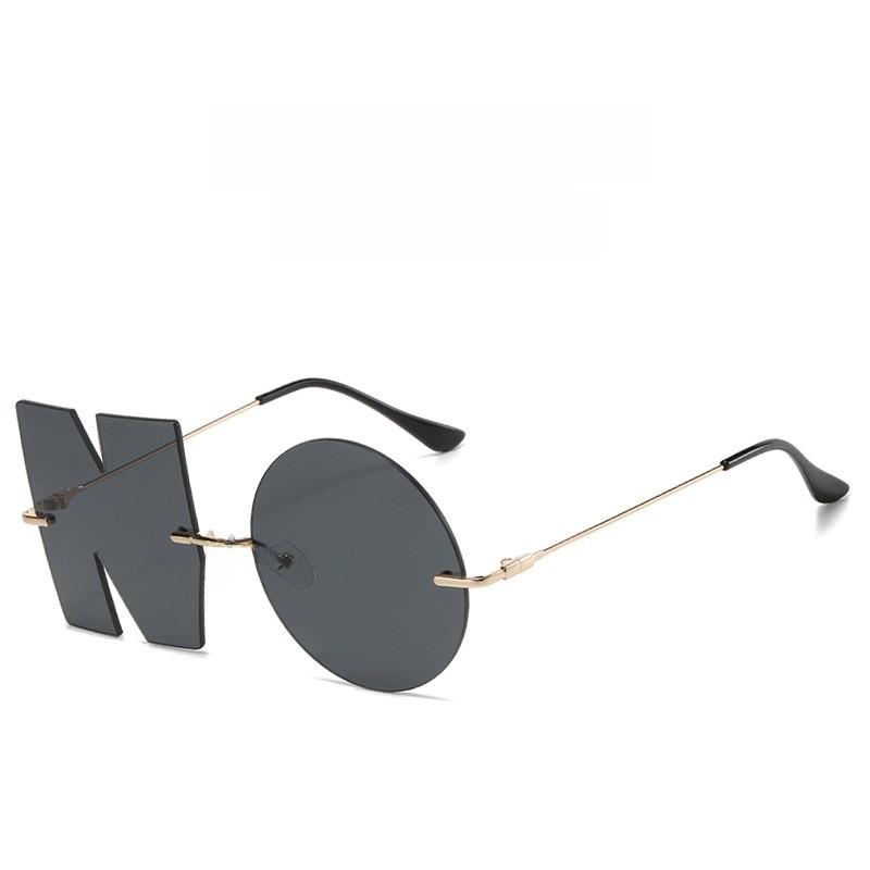 No Sun Glasses Summer 2023 Fashion Trendy Unisex Metal Frameless Shades Uv400 черный серый