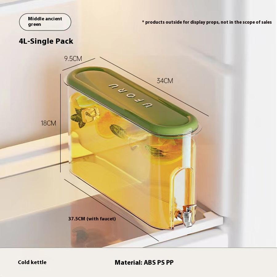 

4l Refrigerator Plastic Cold Water Pot Faucet Kitchen Bar Water Dispenser Leak Proof High Temperature Resistant Beverage Bucket зелёный